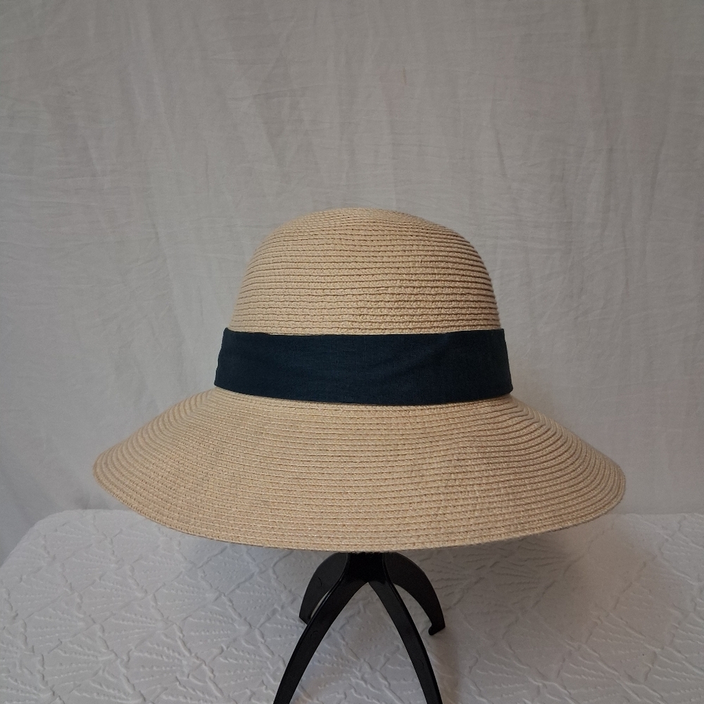 FURTALK Chic Tan Sun Hat with Navy Band - Picture 5 of 14